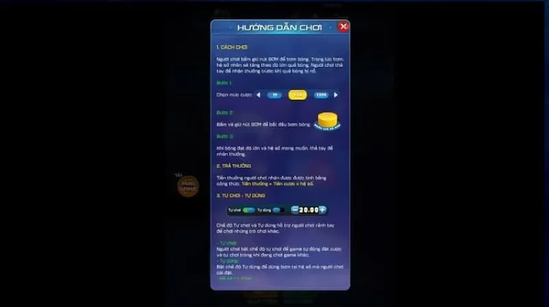 Cách chơi minigame bóng bay vô cùng đơn giản